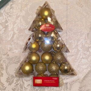 HOLIDAY LIVING 17 Decorative Ornaments Gold + Glitter